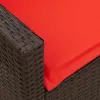  5 személyes barna polyrattan kerti kanapé párnával