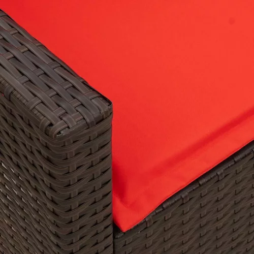  5 személyes barna polyrattan kerti kanapé párnával