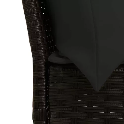  fekete polyrattan kerti kanapé párnákkal