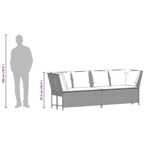  szürke polyrattan kerti kanapé párnákkal