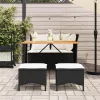  4 részes fekete polyrattan kerti étkezőszett párnákkal