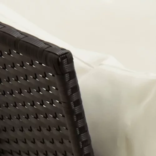  4 részes fekete polyrattan kerti étkezőszett párnákkal
