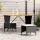  fekete polyrattan kerti asztal akácfa lappal 105x75x72 cm