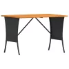  fekete polyrattan kerti asztal akácfa lappal 105x75x72 cm