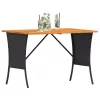  fekete polyrattan kerti asztal akácfa lappal 105x75x72 cm