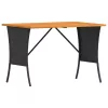  fekete polyrattan kerti asztal akácfa lappal 105x75x72 cm