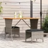  szürke polyrattan akácfa lapos kerti asztal 105x75x72 cm
