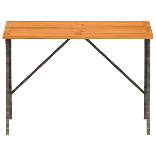  szürke polyrattan akácfa lapos kerti asztal 105x75x72 cm