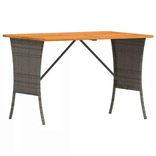  szürke polyrattan akácfa lapos kerti asztal 105x75x72 cm