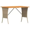  bézs polyrattan akácfa lapos kerti asztal 105x75x72 cm