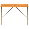  bézs polyrattan akácfa lapos kerti asztal 105x75x72 cm