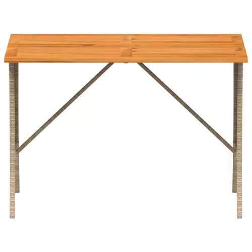  bézs polyrattan akácfa lapos kerti asztal 105x75x72 cm