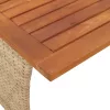  bézs polyrattan akácfa lapos kerti asztal 105x75x72 cm