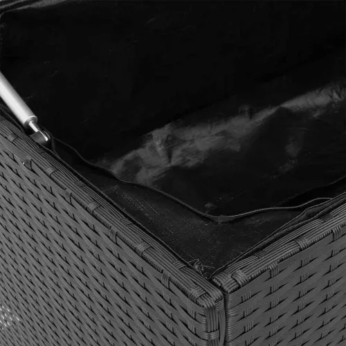  fekete polyrattan kültéri párna doboz 100x55x55,5 cm