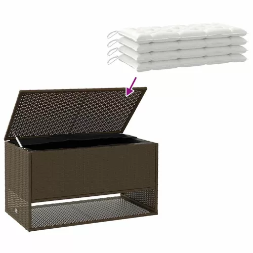  barna polyrattan kültéri párna doboz 100x55x55,5 cm