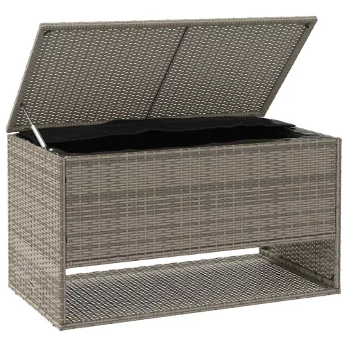  szürke polyrattan kültéri párna doboz 100x55x55,5 cm