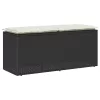  fekete polyrattan kerti pad párnával 110x40x44 cm