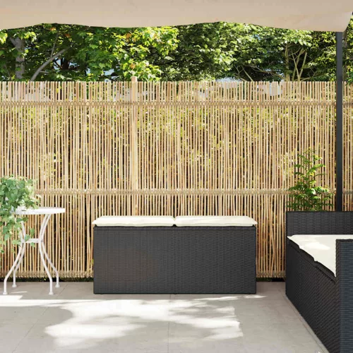  fekete polyrattan kerti pad párnával 110x40x44 cm