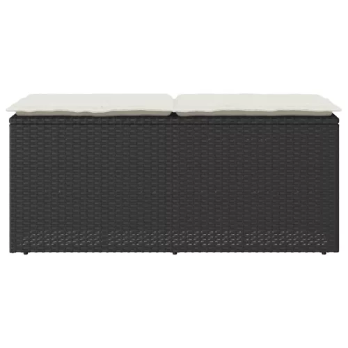  fekete polyrattan kerti pad párnával 110x40x44 cm
