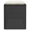  fekete polyrattan kerti pad párnával 110x40x44 cm