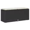  fekete polyrattan kerti pad párnával 110x40x44 cm