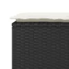  fekete polyrattan kerti pad párnával 110x40x44 cm
