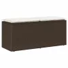 barna polyrattan kerti pad párnával 110x40x44 cm