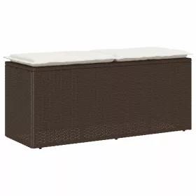  barna polyrattan kerti pad párnával 110x40x44 cm