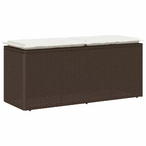  barna polyrattan kerti pad párnával 110x40x44 cm