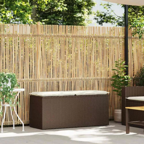  barna polyrattan kerti pad párnával 110x40x44 cm