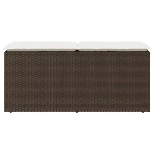  barna polyrattan kerti pad párnával 110x40x44 cm