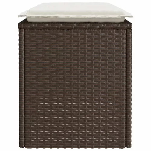  barna polyrattan kerti pad párnával 110x40x44 cm
