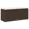  barna polyrattan kerti pad párnával 110x40x44 cm