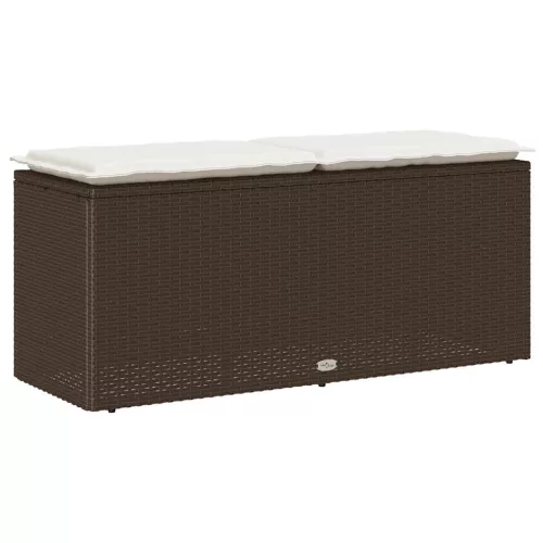  barna polyrattan kerti pad párnával 110x40x44 cm