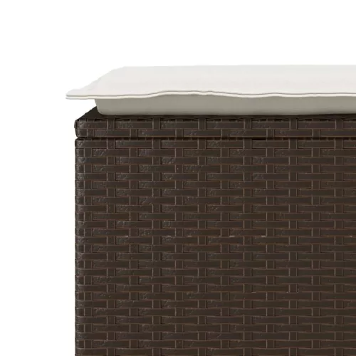  barna polyrattan kerti pad párnával 110x40x44 cm