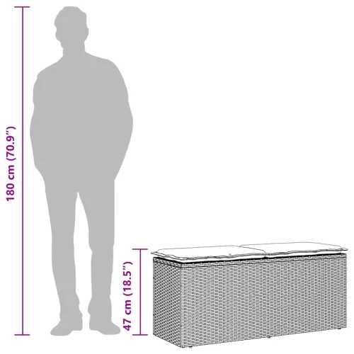  barna polyrattan kerti pad párnával 110x40x44 cm