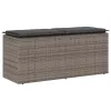  szürke polyrattan kerti pad párnával 116 x 46 x 57 cm