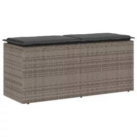  szürke polyrattan kerti pad párnával 116 x 46 x 57 cm