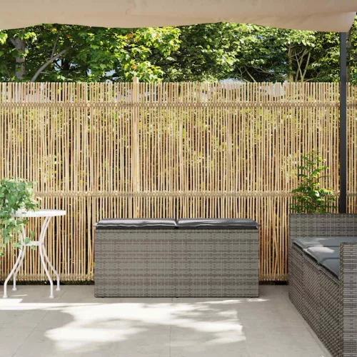  szürke polyrattan kerti pad párnával 116 x 46 x 57 cm