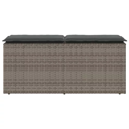  szürke polyrattan kerti pad párnával 116 x 46 x 57 cm