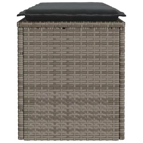  szürke polyrattan kerti pad párnával 116 x 46 x 57 cm