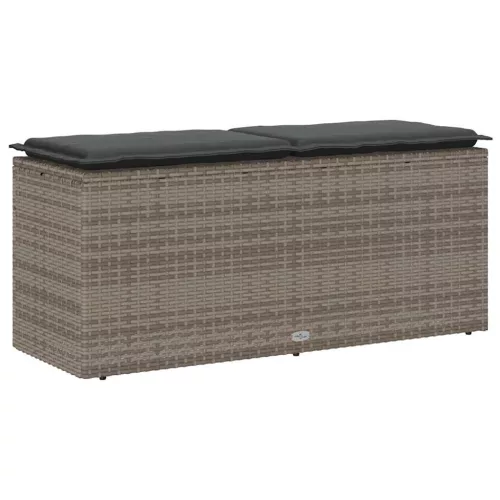  szürke polyrattan kerti pad párnával 116 x 46 x 57 cm
