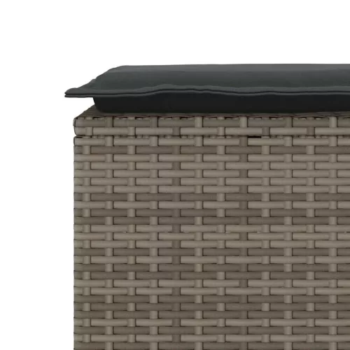  szürke polyrattan kerti pad párnával 116 x 46 x 57 cm