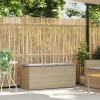  bézs polyrattan kerti pad párnával 110x40x44 cm