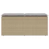  bézs polyrattan kerti pad párnával 110x40x44 cm