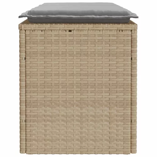  bézs polyrattan kerti pad párnával 110x40x44 cm