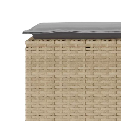  bézs polyrattan kerti pad párnával 110x40x44 cm