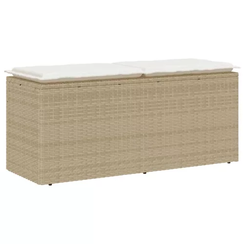  bézs polyrattan kerti pad párnával 110x40x44 cm