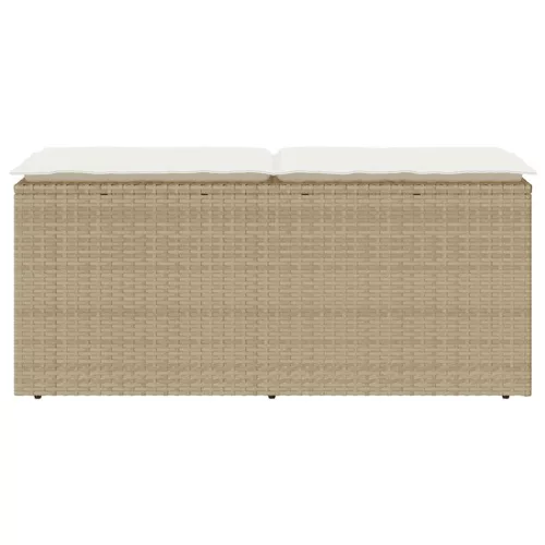  bézs polyrattan kerti pad párnával 110x40x44 cm