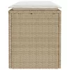  bézs polyrattan kerti pad párnával 110x40x44 cm